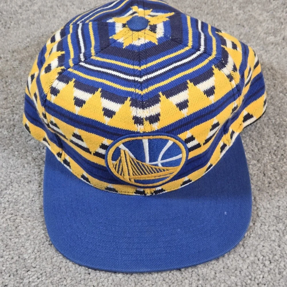 Mitchell & Ness Golden State Warriors Hat Mens OS Blue Snapback Knit Geometric